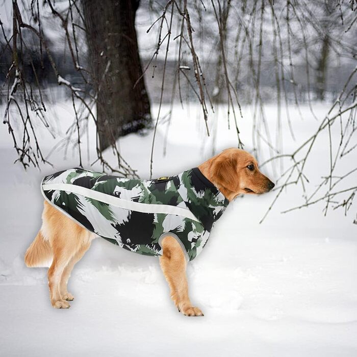 Водонепроникний теплий зимовий одяг для собак 6XL. Куртка для собак, жилет для собачого спорту, одяг для домашніх тварин з отвором для шлейки, світловідбиваючими смугами. Вітронепроникний костюм для собак середнього розміру. Білий, чорний колір.