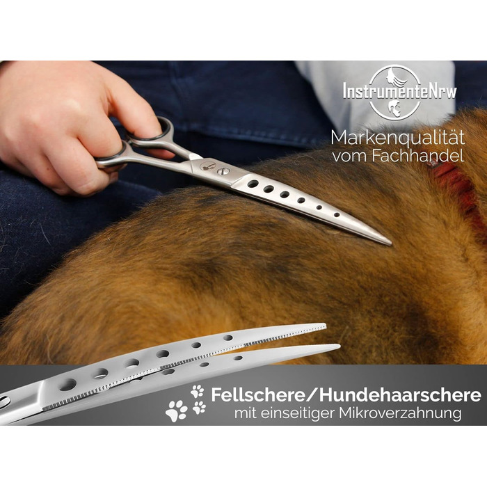 Преміум фетрувальна ножиці з заокругленими кінцями для догляду за шерстю тварин, 19,5 см, EASY Glide, з отвором для полегшення роботи