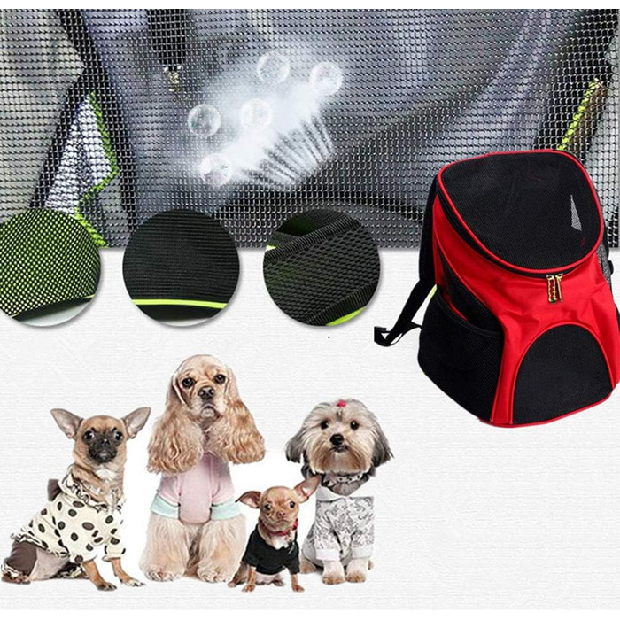 Рюкзак для собак і котів: переноска для тварин до 4 кг, ідеально для подорожей, походів та кемпінгу (червоний)