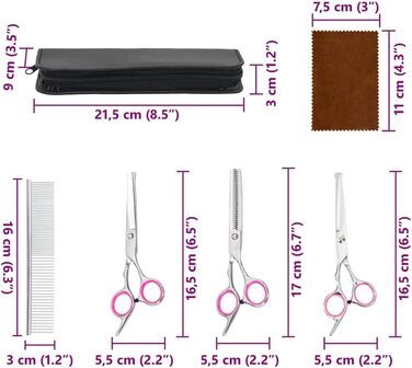 Набір професійних собачих ножиць 4 шт. з нержавіючої сталі, набір для грумінгу собак, ножиці для грумінгу, ножиці для тварин, догляд за собаками