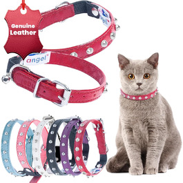 Шкіряний нашийник для котів Engel Pet з еластичною вставкою, червоний, 10x1/2 дюйма