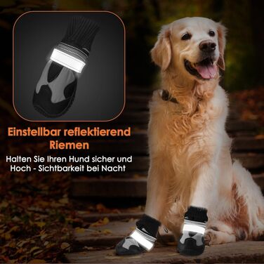 Чоботи для собак, захист подушечок лап, зимові, 4 шт. Водовідштовхувальні, вітрозахисні, з теплим флісом та високим дизайном. Світловідбиваючі та антиковзні чоботи для собак для активного відпочинку, розмір 2 (ширина 4.5 см), розмір 8 (ширина 7.5 см).