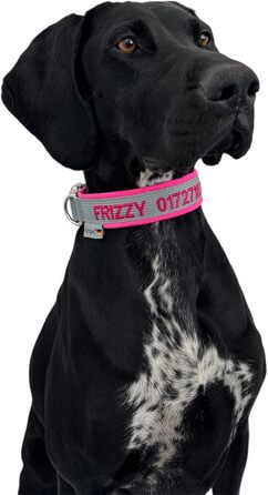 Ошийник для собак з можливістю персоналізації - XS-XXL - індивідуальне замовлення: вишивка імені та номеру телефону - широкий та регульований