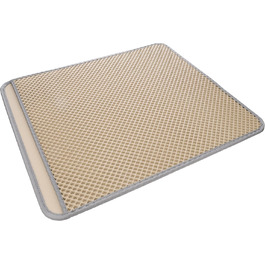 Килимок для котячого туалету Flamingo Matz, бежевий, 70x60 см, протиковзкий, зносостійкий, ідеальний для великих порід котів (Мейн-кун, Британська короткошерста, Рагдол, Норвезька лісова тощо)