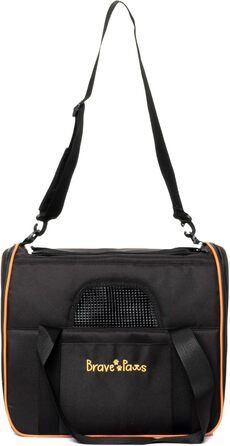 Транспортна сумка для котів та собак Brave Paws, міцна сітка, зручна, дихаюча, з безпечними застібками та складною мискою (чорна)