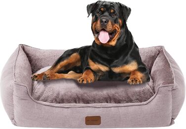 Ортопедичне ліжко для собак OUPEIWAWA, XL, хакі: м'яке, з високим бортиком, знімний чохол, антиковзаюче, для дому та авто