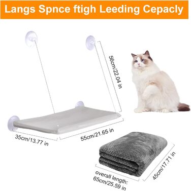 Котів гамак для вікна, міцний гамак для котів до 25 кг, з надійними присосками, для дому