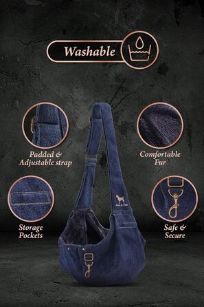 Трансформер для собак Noah & Paw до 5 кг: сумка-переноска з регульованим ремінцем та м'яким хутром, подвійний захист, преміум денім