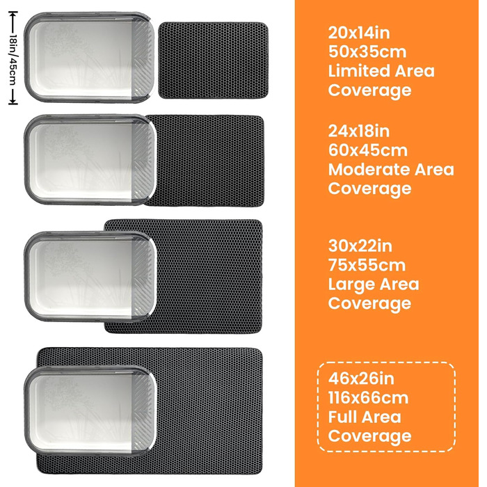 Килимок для котячого туалету Petinstinct, XXL, 116x66 см, чорний, двошаровий, бджолиний дизайн