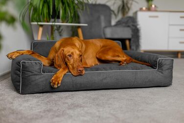 Ліжко для собак - кошик для собак маленьких, середніх та великих порід - подушка для собак - диванчик для собак - знімний та пральний чохол - Glamour New - розмір L: 98 x 66 см (XL - 116 x 78 см, Графіт Fancy)