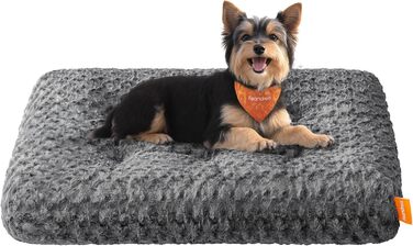 Ліжко для собак Feandrea XL, м'яке, плюшеве, 110 x 73 см, для великих собак, сірий, знімний чохол, антиковзаюче покриття