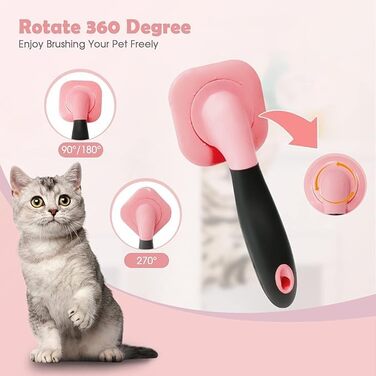 Щітка для собак PETPAWJOY: видалення шерсті, масаж, для малих порід, цуценят, Yorkie, Пудель, кроликів, котів, рожева