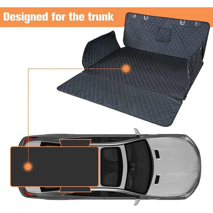 Захист для багажника автомобіля WOWBABEPETS: водовідштовхувальний килимок для собак у SUV, Vans. Великий розмір, неслизький.