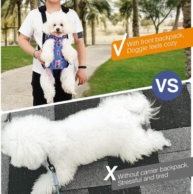 Pawaboo Рюкзак-переноска для тварин, регульований, для собак та котів середніх розмірів (Denim Blue, S)