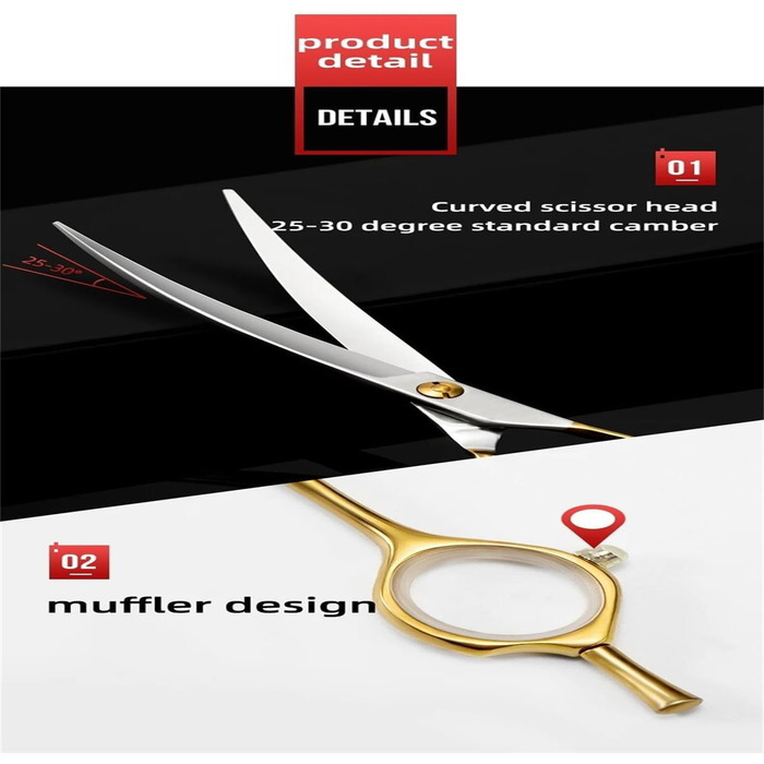 Професійна вигнута ножиця для грумінгу собак Golden - 7 дюймів, з ергономічною ручкою, з нержавіючої сталі 440C
