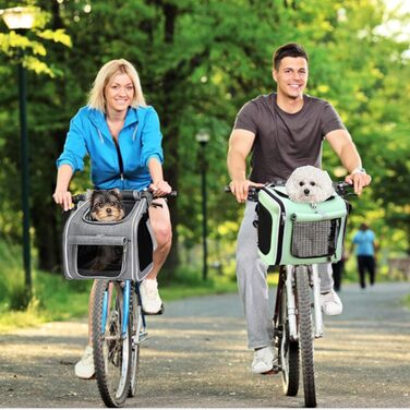 Кошик для собак на велосипед, розкладний, сірий. Кошик для тварин до 10 кг з 4 дверцятами та сітковими вікнами.