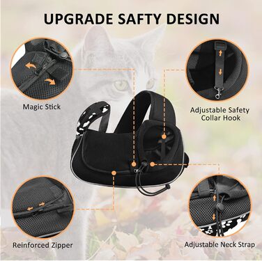 Трапельник для собак та котів, чорний, з регульованим ремінцем, для тварин до 5 кг, принт 'Лапи та кістки'