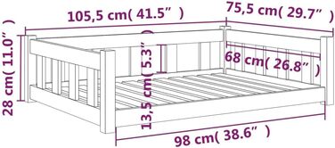 Ліжко для собак vidaXL з масиву сосни, біле, 105,5x75,5x28 см – дерев'яний собачий диван-корзина