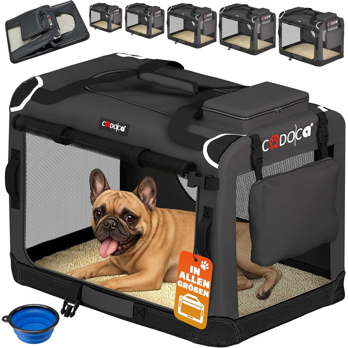 CADOCA® Складана переноска для собак, L 70x52x50 см, антрацит