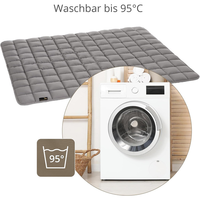 Килимок для собак Pointer 130 x 110 см, м'який та зносостійкий - легко миється до 95°C, захист підлоги та дивану - підходить для вулиці (L - 110x90 см, світло-сірий)