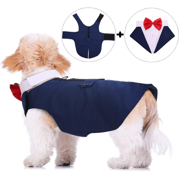 ЕлегантнийSmoking для собак середніх та великих порід, костюм смокінг, набір для вечірки/весілля з знімним коміром, комплект для косплею, відпочинку (2XL, синій)