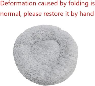 Кругле ліжко для собак та котів Zentaurus, плюшеве, м'яке та пухнасте (Світло-абрикосове, 60 см)