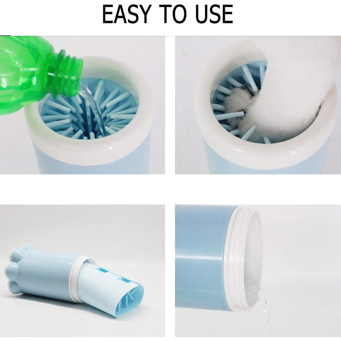 Набір для миття лап домашнім тваринам PJDDP: чаша з силіконовою щіткою для собак, котів. Очищувач лап для собак середніх порід, цуценят. Рожевий