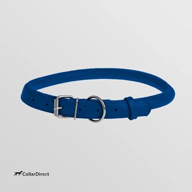 Шкіряний нашийник для собак CollarDirect, круглий, м'який, з рулоном, ручної роботи, справжня шкіра, для цуценят та собак різних розмірів, чорний, червоний, фіолетовий, синій (темно-синій), 18-20 см