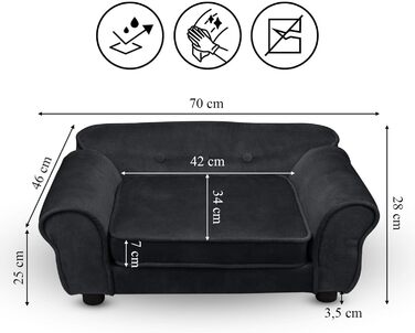 Диван для домашніх тварин MG Design – чорний, міцний, з м'якою оббивкою, легко чистити – для собак та котів, збірно-розбірний, чорний, W17