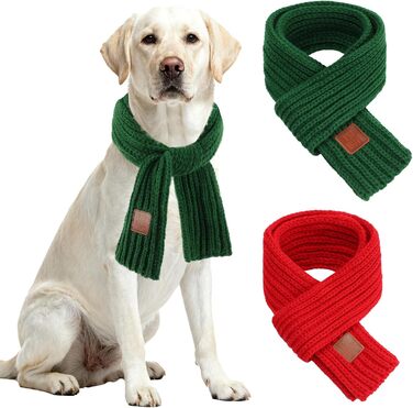 Новорічна шапка для собак та костюми для собак на Різдво. Шапка та шарфи для собак великих та середніх порід (червоний та зелений шарф)