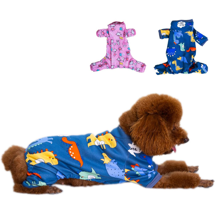Піжама для собак з флісовою підкладкою, тепла та м'яка, з сердечками, для цуценят та собак різних розмірів (синій, S)