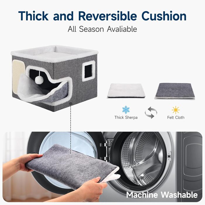 Кігтеточка-будиночок для котів Shikha, 2-ярусна, сіра, XXL, з ігровим м'ячиком, 61x45x32 см