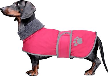 Зимовий теплий одяг для такси (джек) - водонепроникний, з підкладкою з плюшу та отвором для поводокa, відображає світло, рожевий, M (довжина спини 42-45 см)