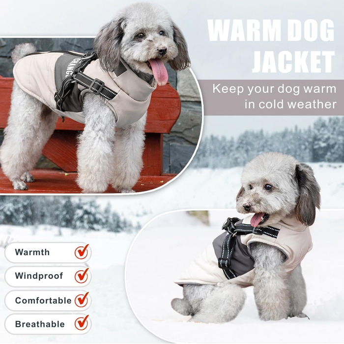 Зимові куртки для собак, теплі та водонепроникні, з світловідбиваючими елементами, жилет для цуценят та собак середніх та великих розмірів XXL, білий