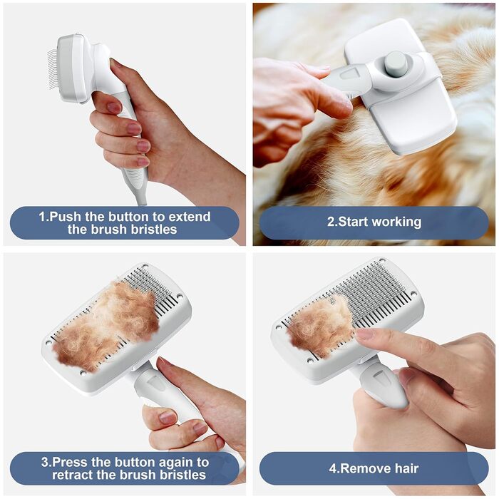 Зубна щітка для грумінгу собак та котів, щітка для вичісування шерсті - видаляє підшерсток, ковтуни та спутане волосся. Білий колір