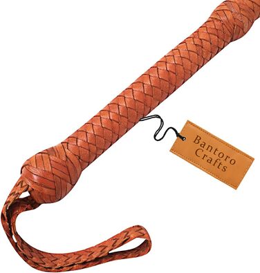 Кожаний бич для верхової їзди, 1,2-7,3 м, 16 пасем, шкіра кенгуру, коричневий, світло-коричневий, професійна преміум-якість, для ковбоїв та верхової їзди (3,6 м)