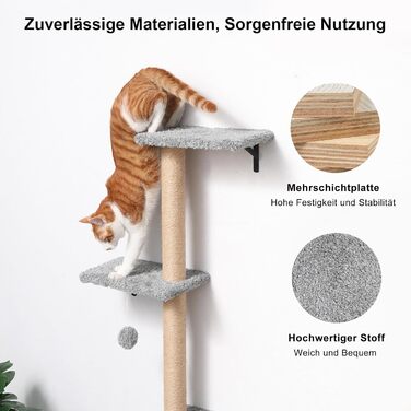 Комплект для котячого комплексу FUKUMARU: стіна для лазіння, гамак, будиночок, міст, драбина. Макс. вага: 18 кг, сірий