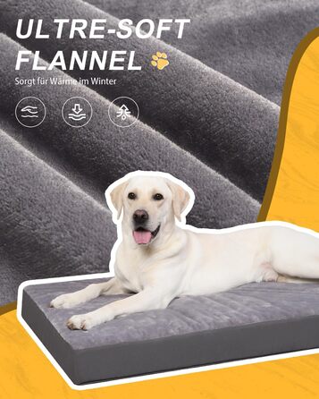 Ортопедичне ліжко для собак Favodormir, велике та середнє, 91x69x7 см (Сірий)