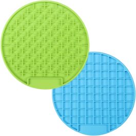 Килимок для облизування собак та котів - 2 шт. Slow Feeder, з міцним присоском, для ласощів, купання, дресирування (синій, зелений)