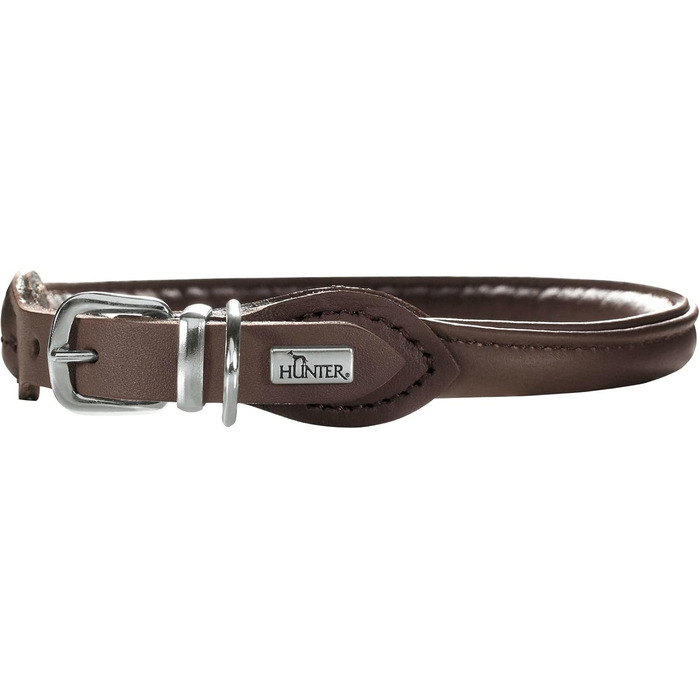 Ошийник для маленьких собак HUNTER ROUND & SOFT ELK, натуральна м'яка шкіра, круглий, захищає шерсть, розмір XS-S, колір чилі