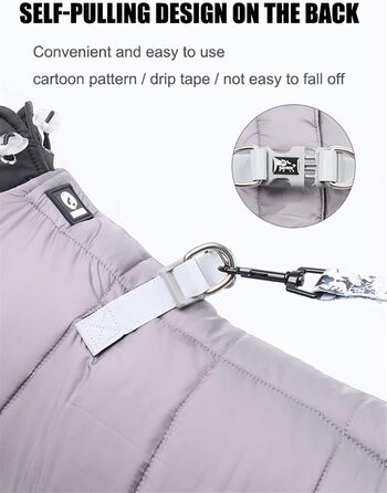 Теплий флісовий зимовий одяг для собак з отвором для повідка, тепла куртка для собак, водонепроникний одяг для тварин, розмір M, сірий