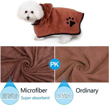 Рушник для собак Petcute, мікрофібра, швидко сохне, вбираючий, комфортний, з регульованими лямками, для собак та котів (M, Cappuccino)