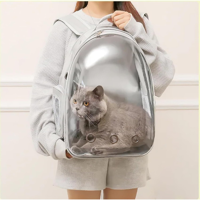 Транспортна сумка для собак та котів JUMI - рюкзак для тварин - переноска для котів та собак сірого кольору