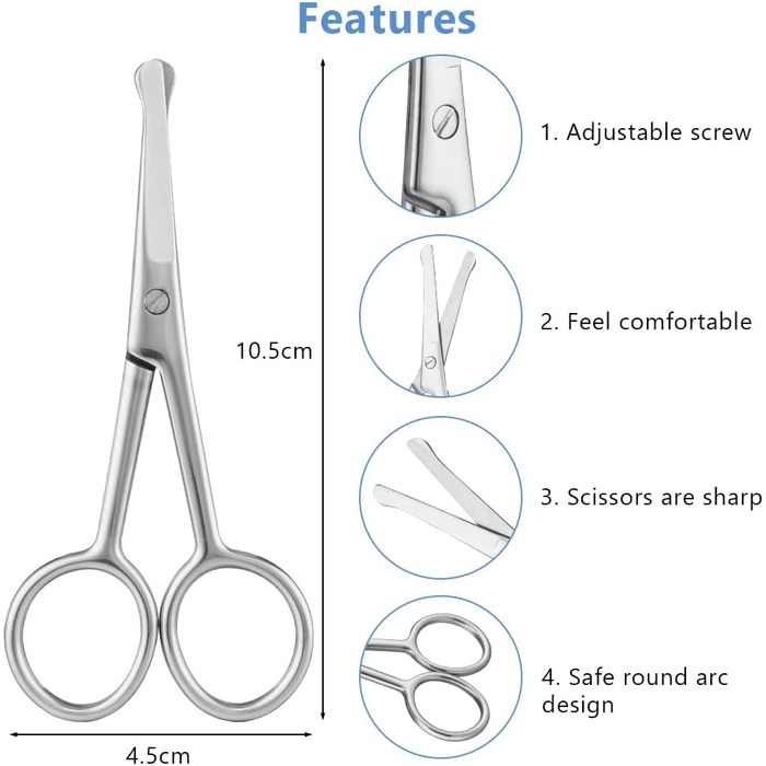 Набір ножиць для собак, 4 шт. з нержавіючої сталі: тример для домашніх тварин, ножиці для нігтів, ножиці для витончення, вигнуті ножиці та гребінець для грумінгу собак, котів та інших тварин (1 маленька ножиця)