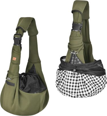 Сумка-переноска для собак CUBY, регульована, двостороння, для маленьких та середніх порід, з безпечним ременем, кишенею на блискавці, знімною підстилкою та підкладкою на плече, зелена, оновлена