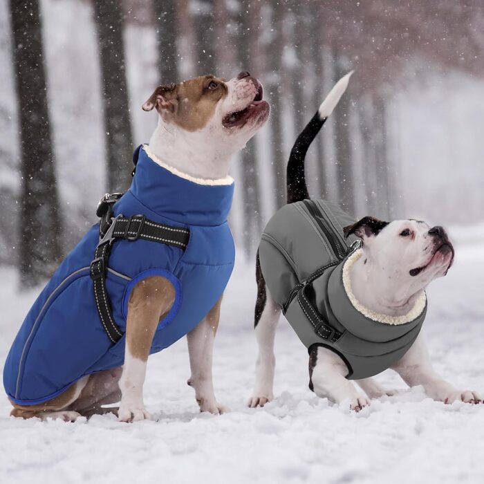 Теплий зимовий одяг для собак Citétoile: куртка з блискавкою, вітрозахисна, з відбиваючими смугами та нагрудником. Підходить для собак маленьких, середніх та великих порід. Сірий колір, розмір S.