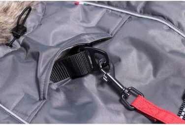 Теплий зимовий пуховик для собак Chiara з шлейкою, сірий, розмір L, з відбиваючими смугами та штучним хутром