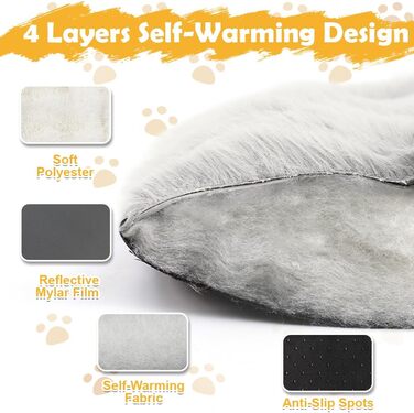 Самогріюча ковдра для котів та собак XIAPIA, плюшева, без дротів, для зігрівання, пральна, для кошенят, кігтів, в приміщенні та в авто, 60 x 45 см (білий, M)