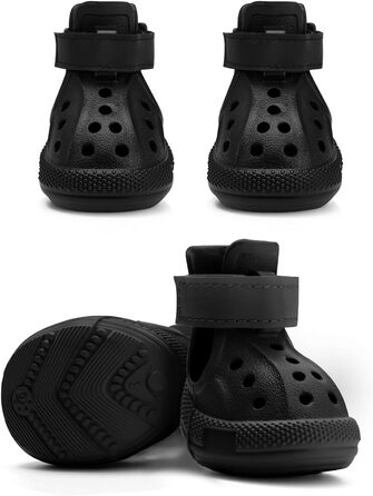 Черевики для собак SlowTon: дихаючі, неслизькі літні сандалі для собак з світловідбиваючими смугами, чорні, розмір 5