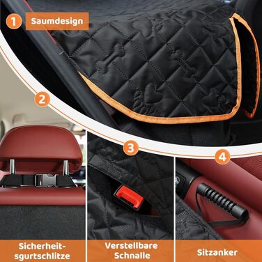 Захисний чохол на сидіння автомобіля для собак KYG, з кріпленням для собак, зносостійкий та водовідштовхуючий, 132x58x46 см